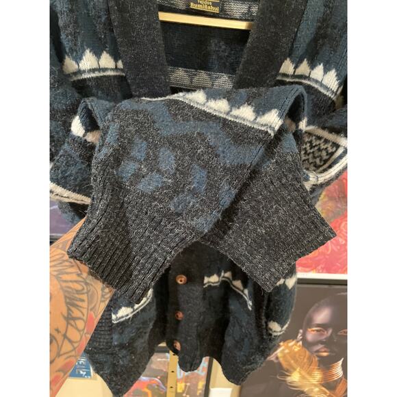 Vintage 90s Tejidos Ruminahui Aztec Geometric Heavyweight Cardigan Sweater L - Picture 6 of 8